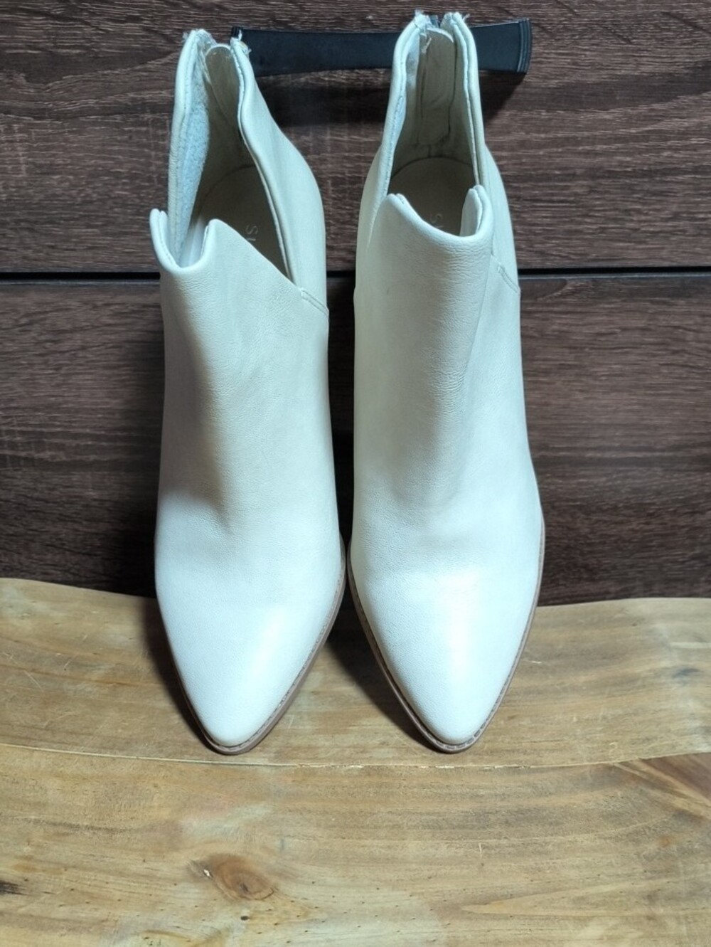 Sun + Stone Cream Pointed Toe Ankle Booties - Picture 2 of 7
